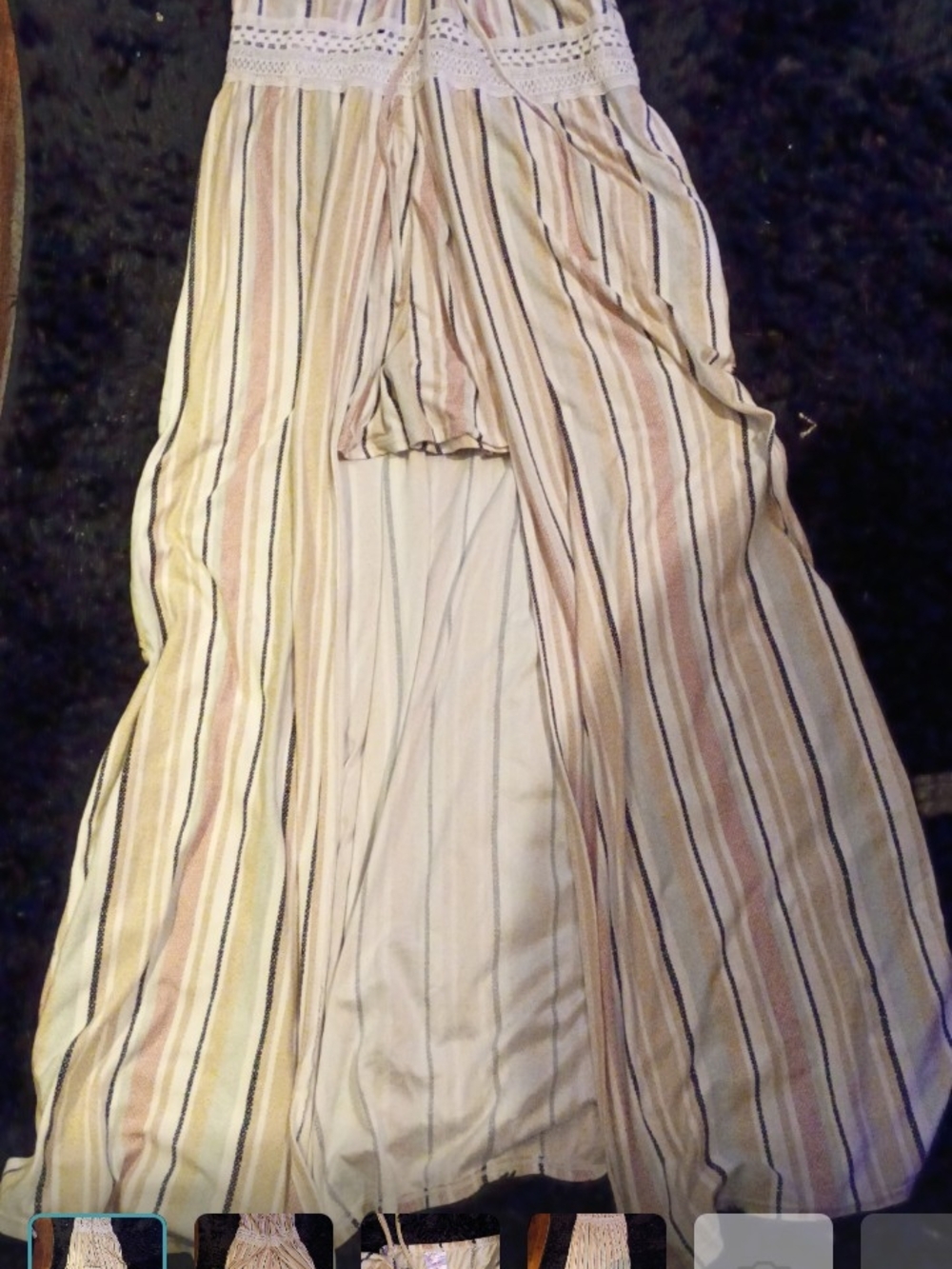 No Boundaries Cream and Navy Striped Maxi Skirt